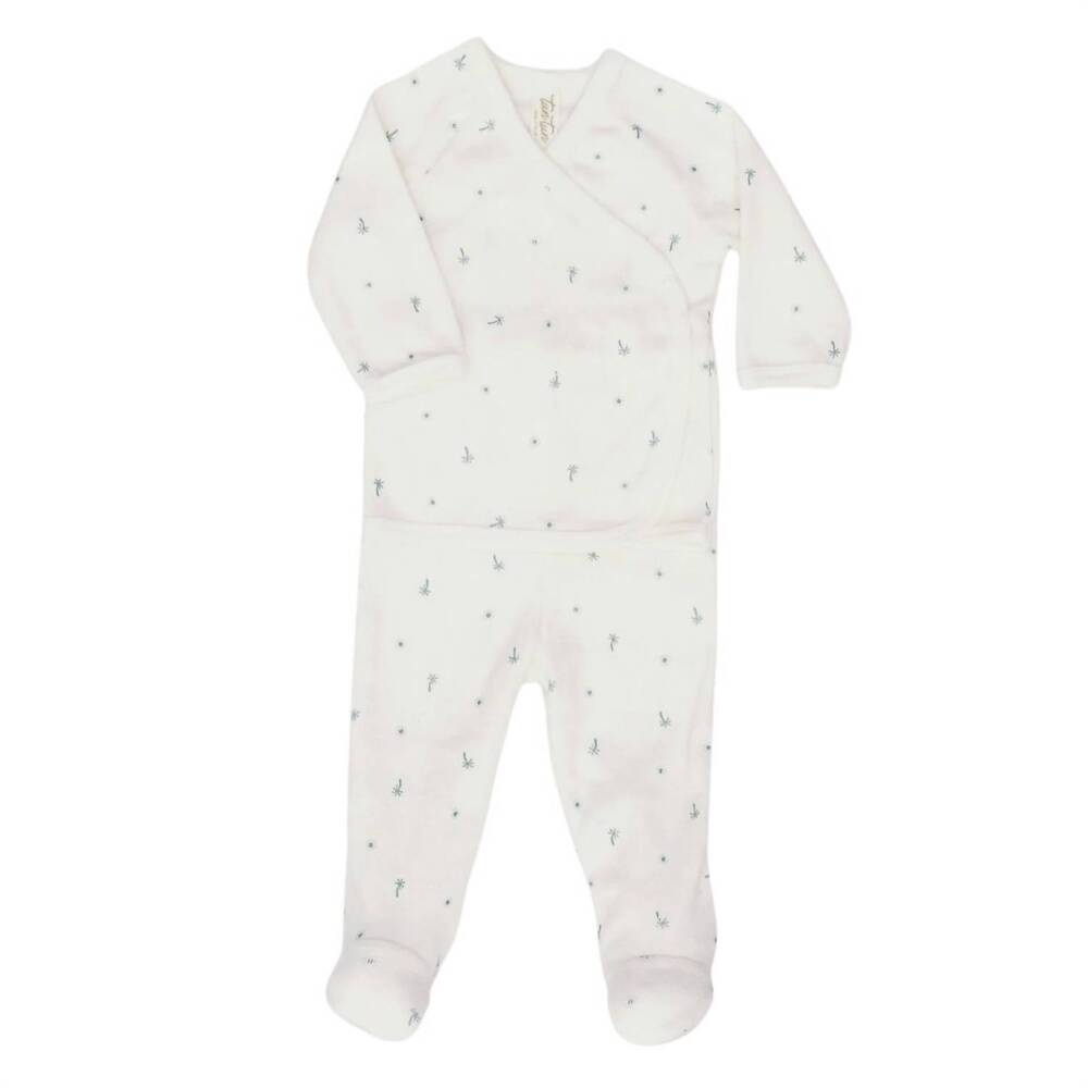 NEW TUN TUN boys pointelle kimono set in natural little palms